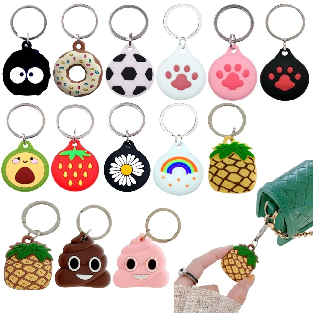 

Silicone Cute Cartoon Protective Cover Case For Apple Airtag Accessories Anti-scratch Locator Tracker Keychain Shell for airtags