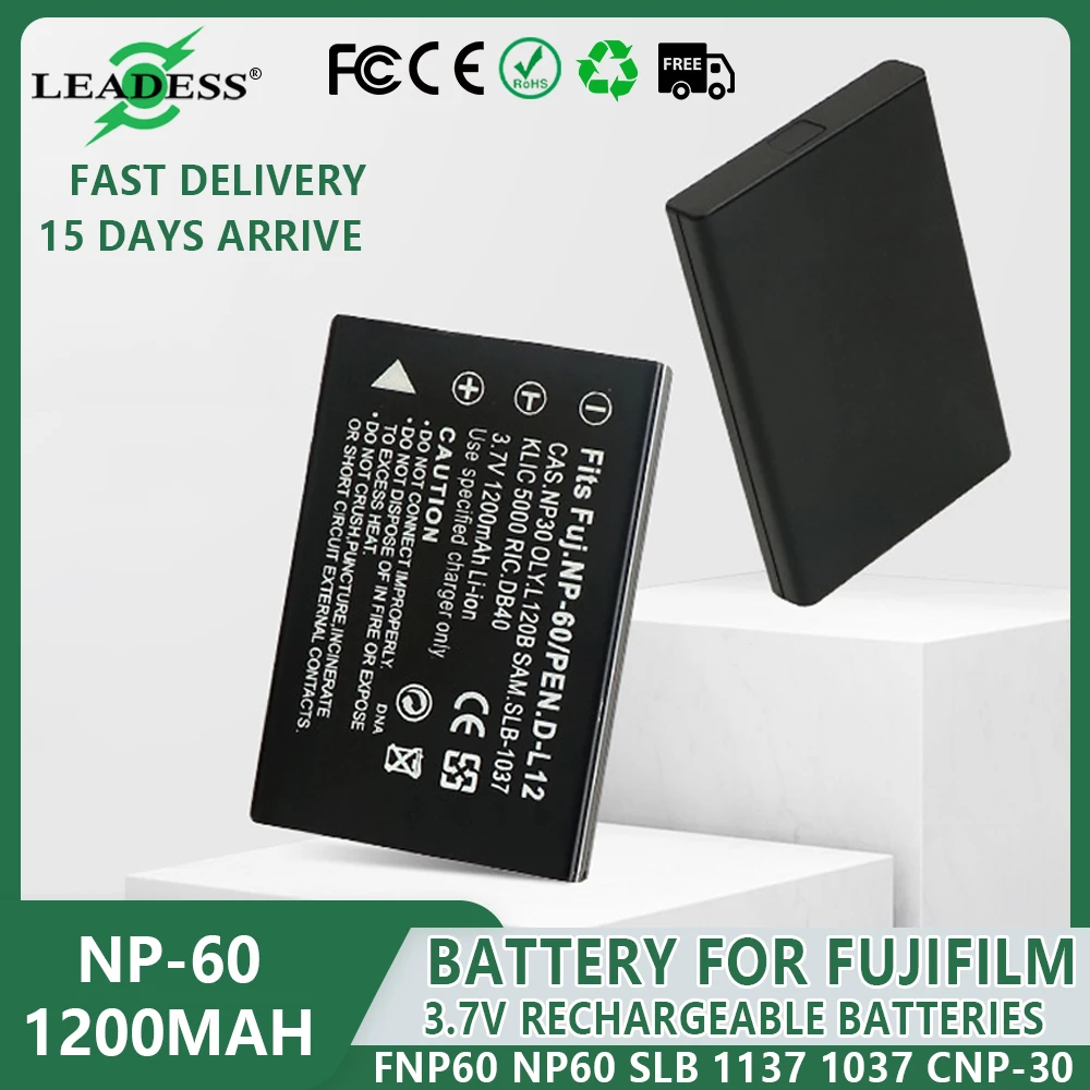 1500mAh NP-60 Camera Battery FNP60 SLB 1137 1037 CNP-30 K5000 D-Li2 Li-20B Battery for Fujifilm F50I F501 F401 ZOOM F410 F601