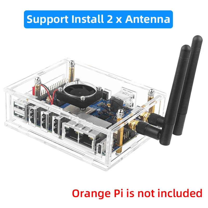 Orange Pi 5 Plus-Boîtier en acrylique transparent pour OPI 5 Plus, ventilateur de refroidissement en option, dissipateur thermique en cuivre