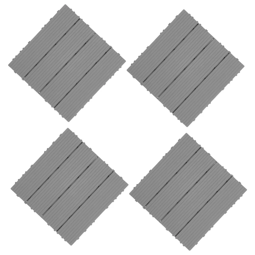 

4pcs Outdoor Floor Patio Garden Tiles Imitation Wood Flooring Self-assemble Interlocking Deck Tiles Durable Plastic Home Decor