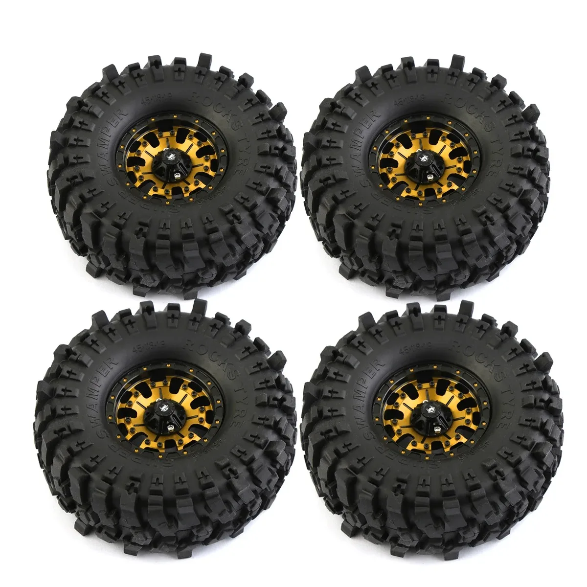 4pcs 1.9 Metal Beadlock Wheel Rims and Crawler Tires for 1:10 RC Crawler TRX4 Axial Gen8 SCX10 III SCX10 90047 Tamiya cc01