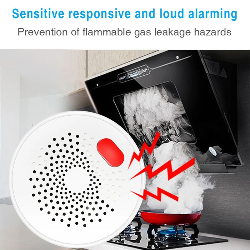 Détecteur de fuite de gaz naturel Tuya, wi-fi, capteur de fuite de gaz naturel sans fil, alarme sonore de sécurité pour maison intelligente,