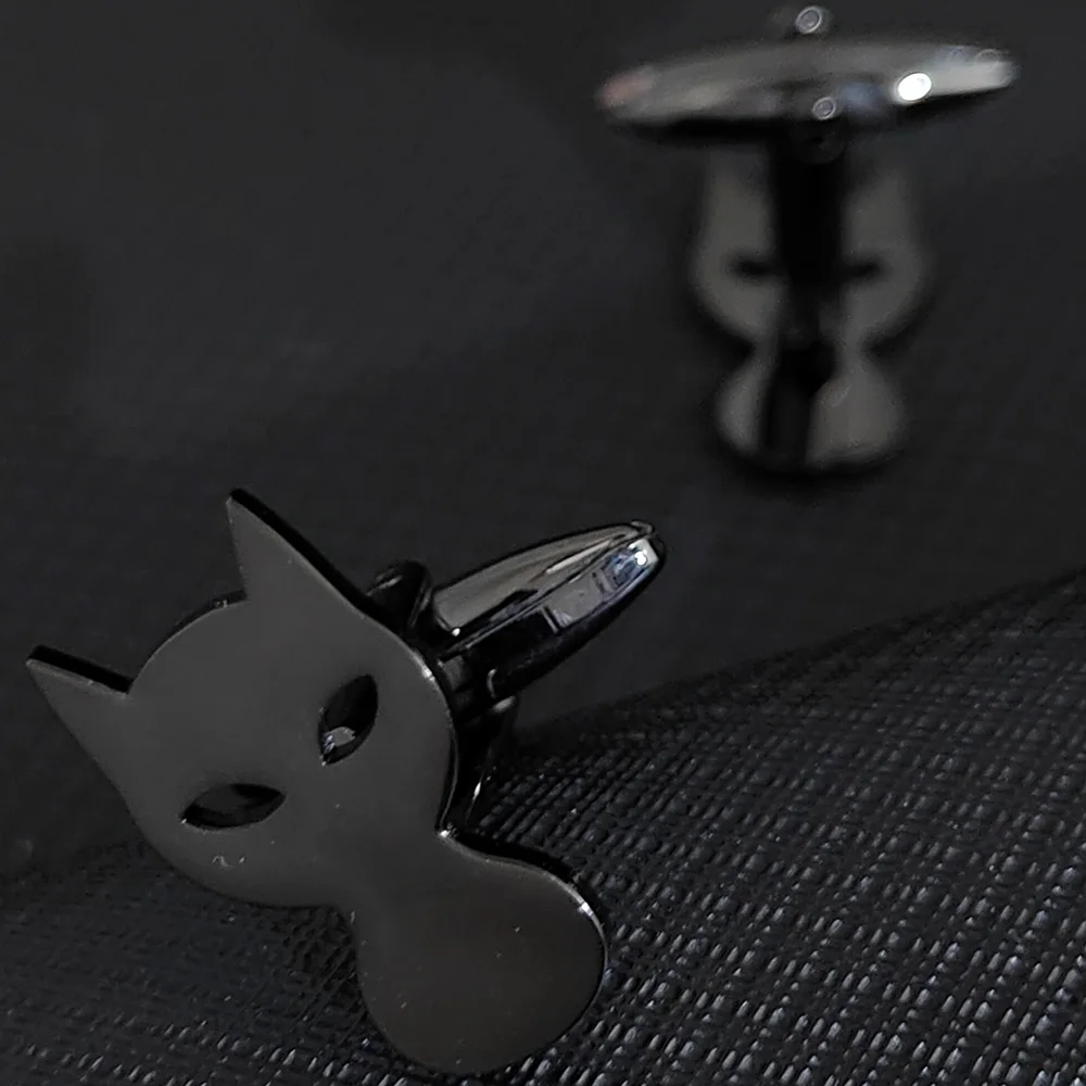 Lovely Kitten Cats Cufflinks Stainless Steel Animals Sleeves Button Links for Mens Original Design Trendy Shirt Cuff Links