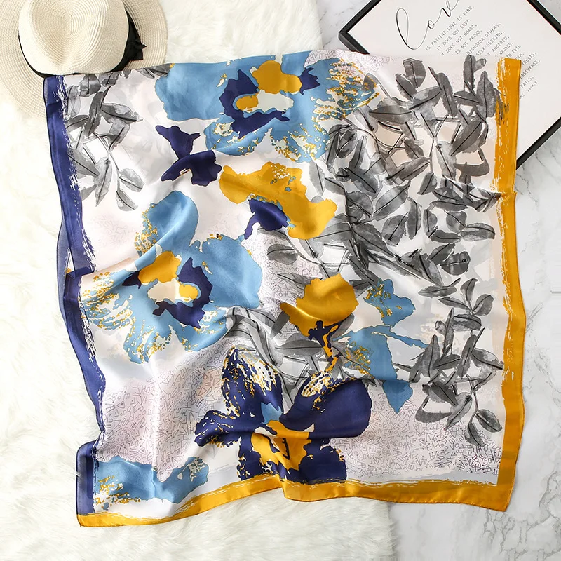 Fashion Beach Foulard Headcloth Popular Design Print Smooth Shawls Winter Women 180X90CM Scarves New Luxury Sunscreen Silk Scarf