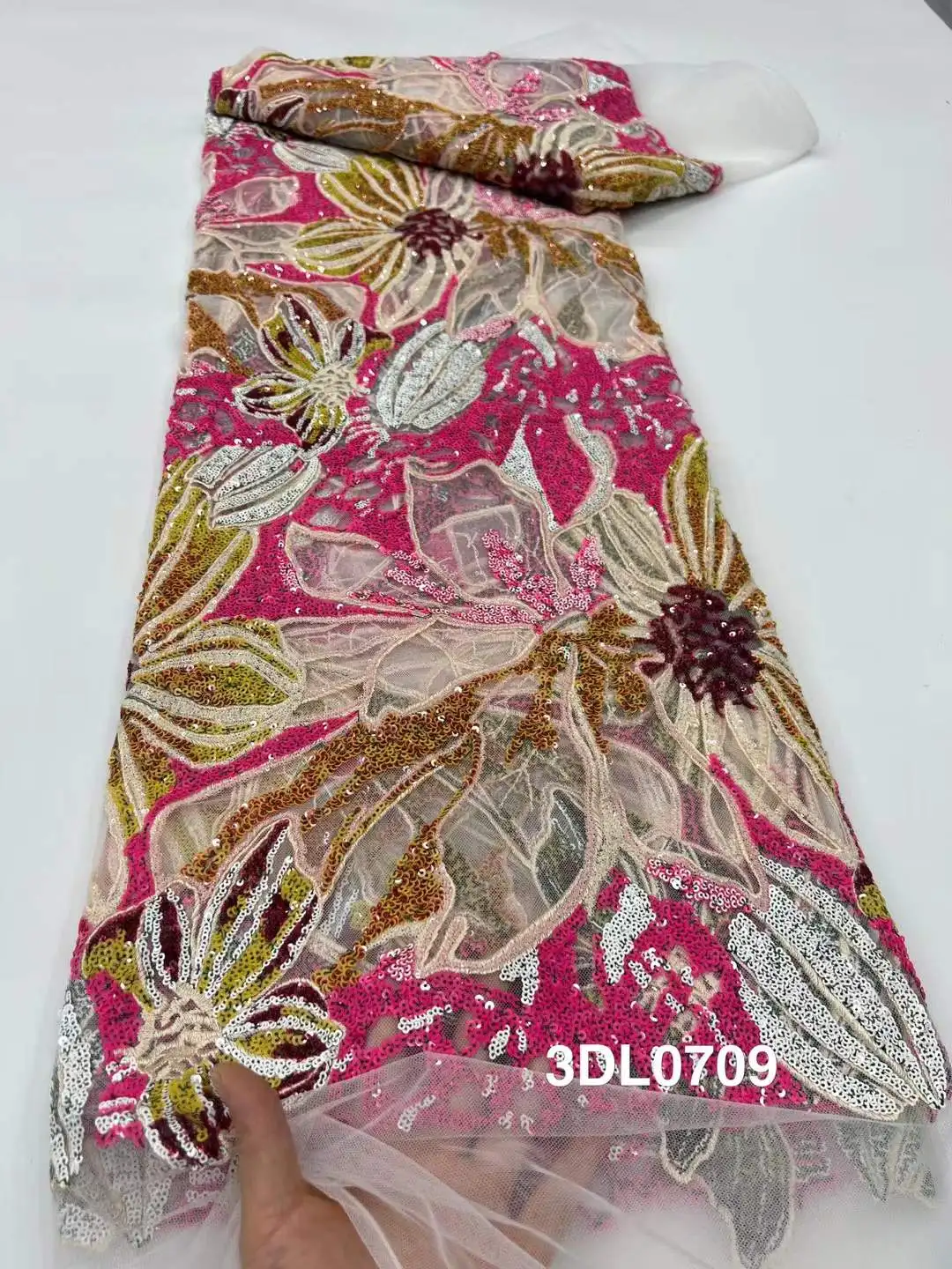 الجملة الترتر الأفريقي مطرز أقمشة الدانتيل 2025 شمسيّة دانتيل عالية الجودة 5 ياردة نسيج الدانتيل الفرنسي النيجيري أقمشة الدانتيل #1