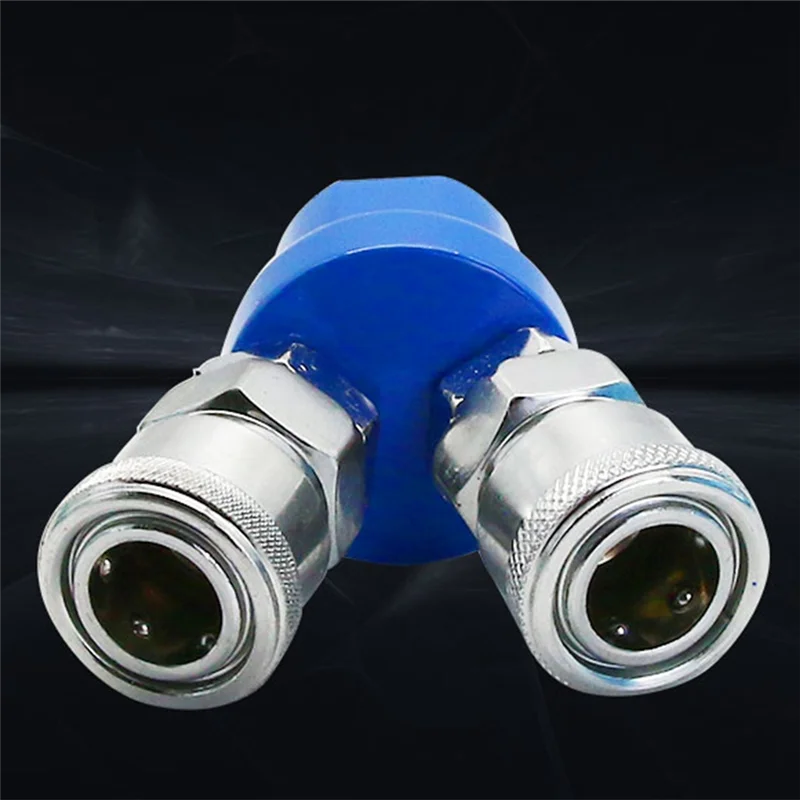 WCS-1Set Quick Connector Air Compressor 2 Way 3 Way Silver+Blue Manifold Quick Connect Three