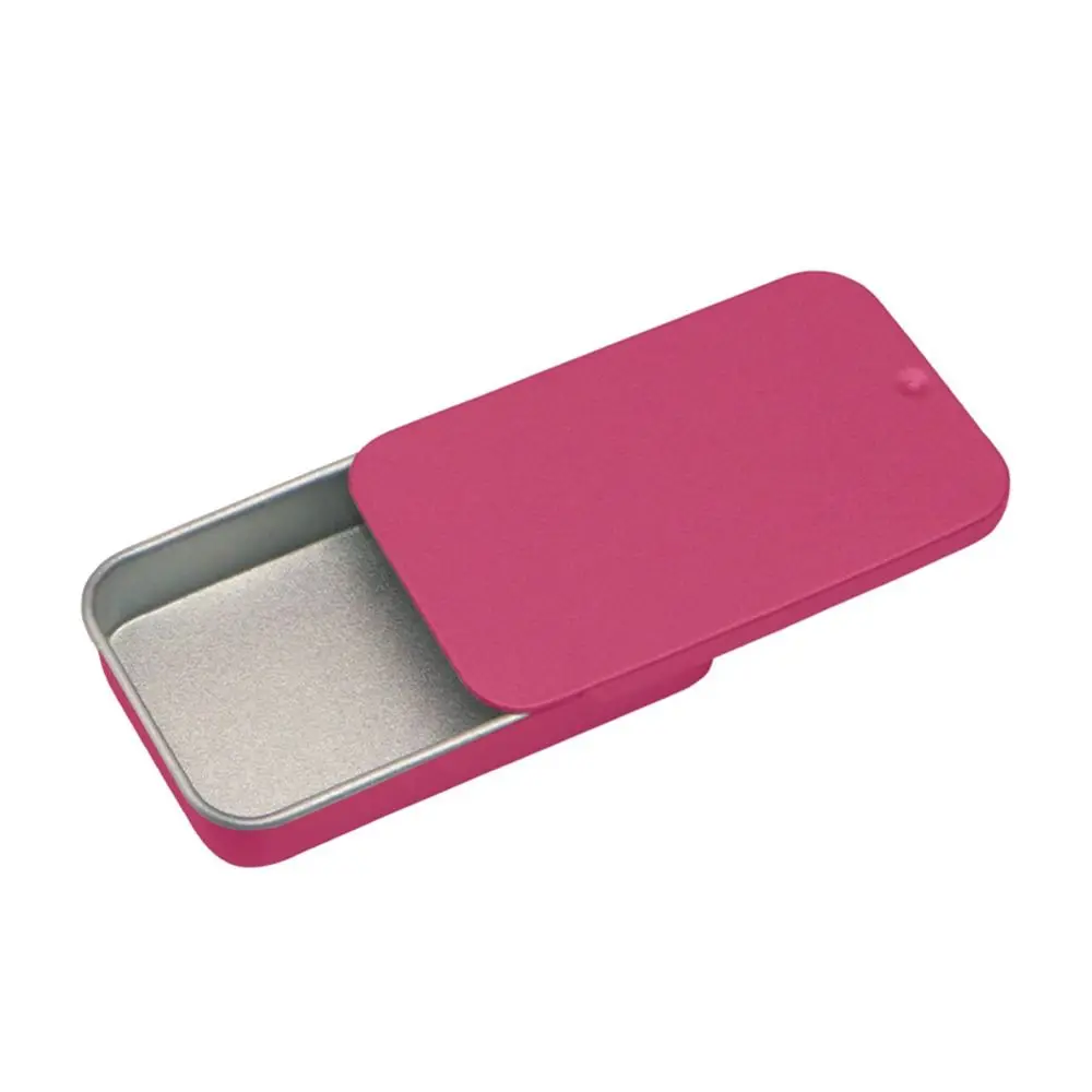 Mini Multi Color Tin Box Sliding Cover Push Pull Candy Pills Training Tools Rectangular Iron Box Home