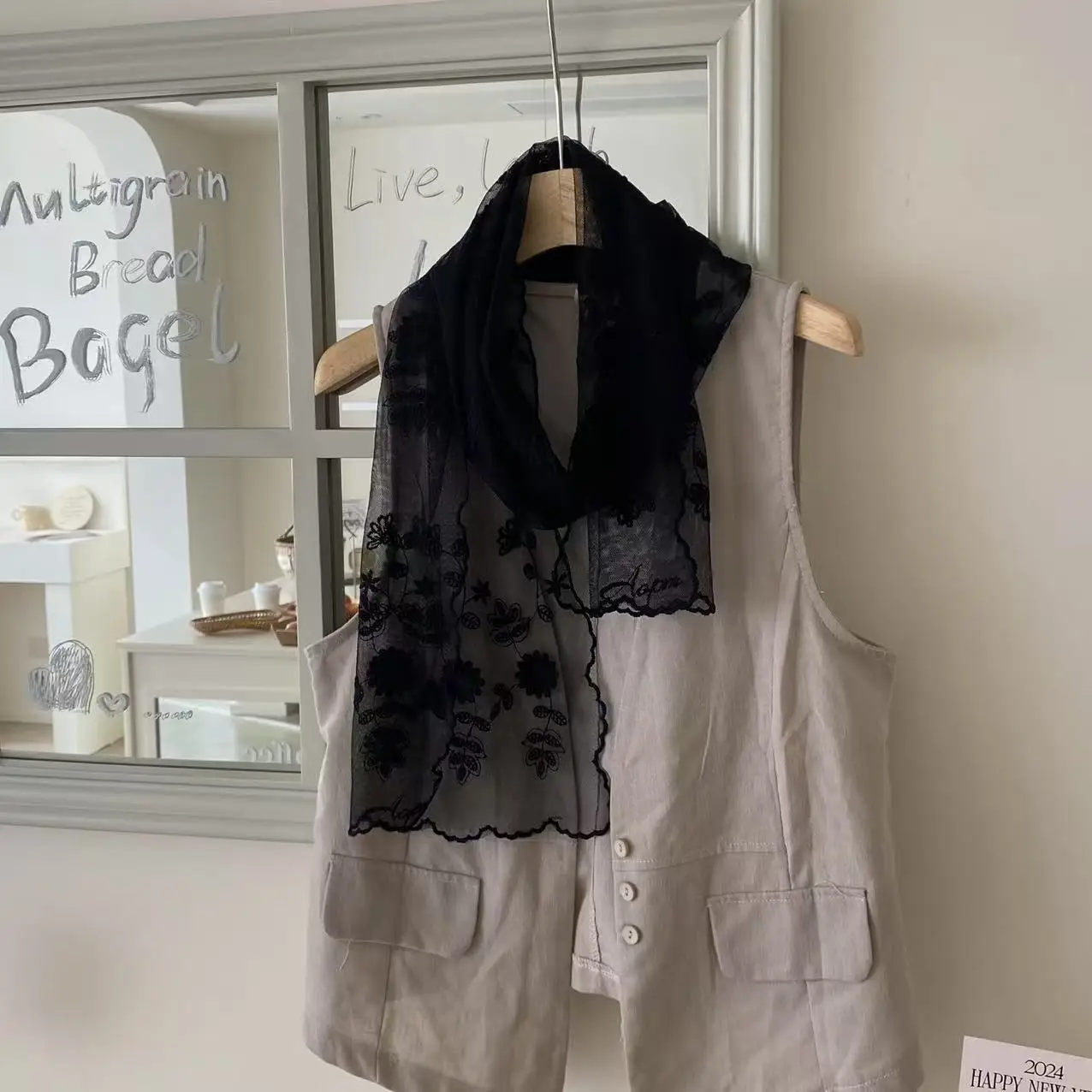 봄과 여름 얇은 수 놓은 꽃 레이스 스 트리머 실크 스카프 여성의 긴 장식 기질 우아한 어깨