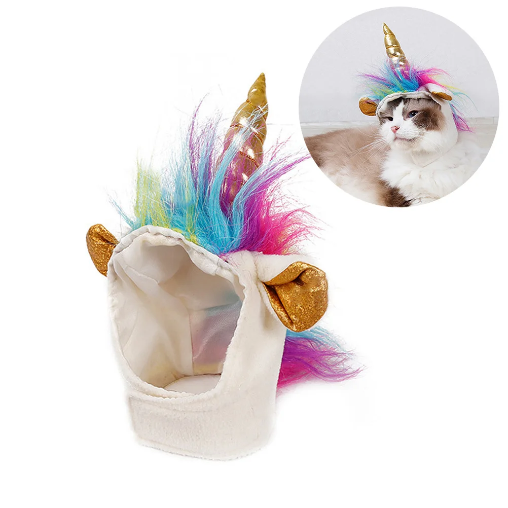 

Pet Headgear 22-30Cm Halloween Unicorn Hat Dog Shiny Costume Accessories Cosplay Cap Puppy Cat Cosplay Cap Halloween