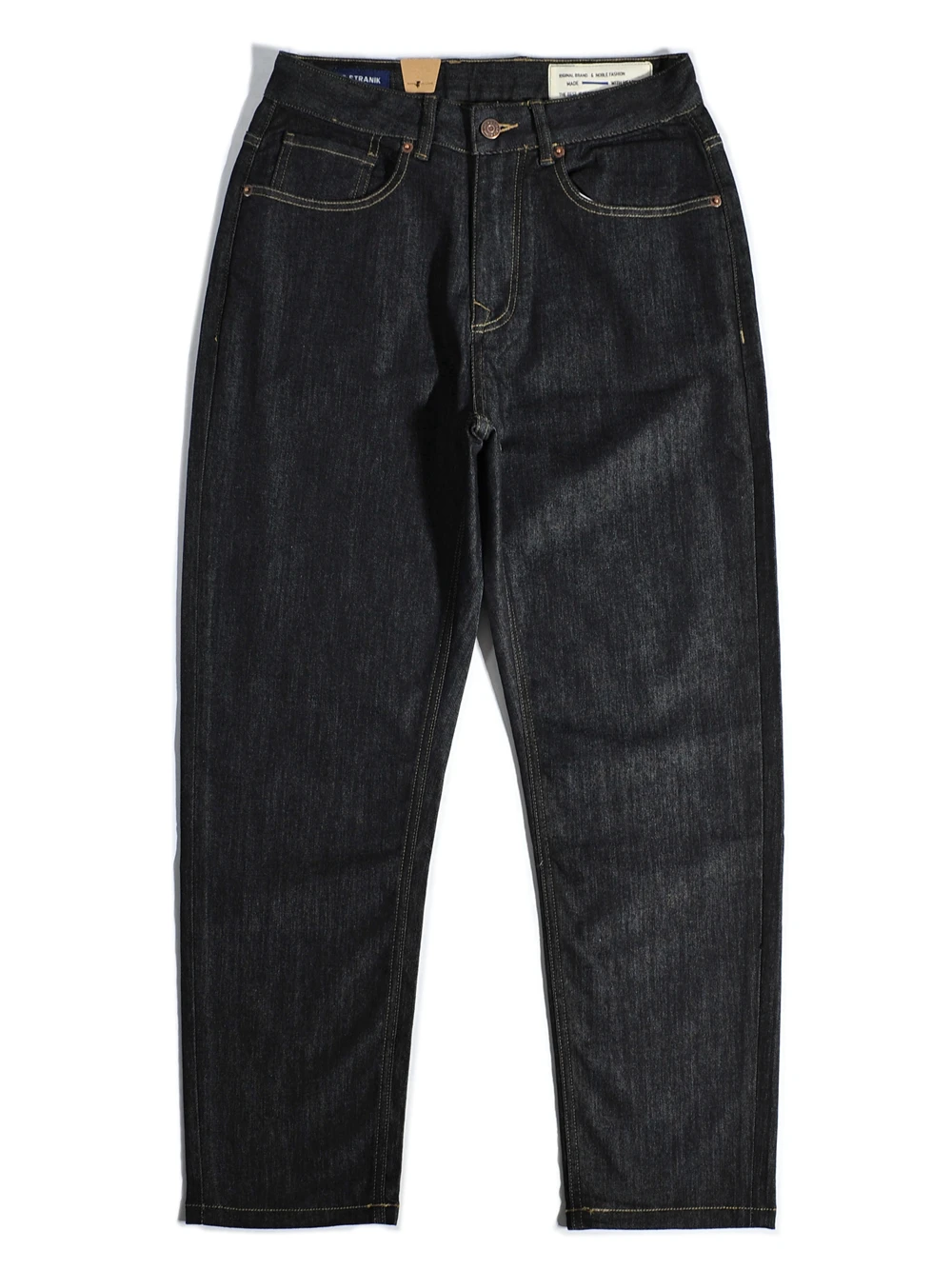 

Весенне-летние тонкие джинсы в американском ретро-стиле, эластичные, облегающие, повседневные, оригинального цвета, темно-синие, универсальные длинные брюки для мужчин