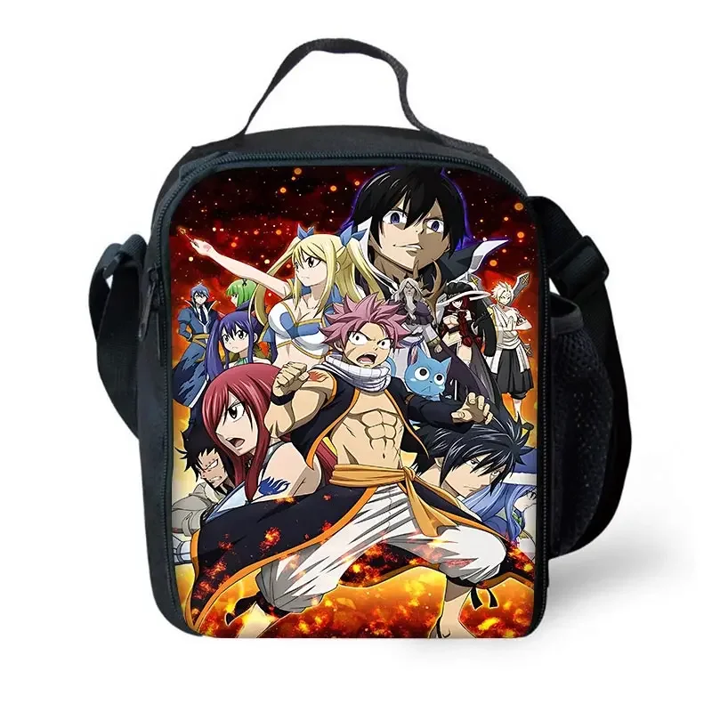 Anime Fairy Tail Cartoon Child Insulated Capacity Bag for Boy Girl Student Outdoor Picnic Resuable Thermal Cooler Lunch Box