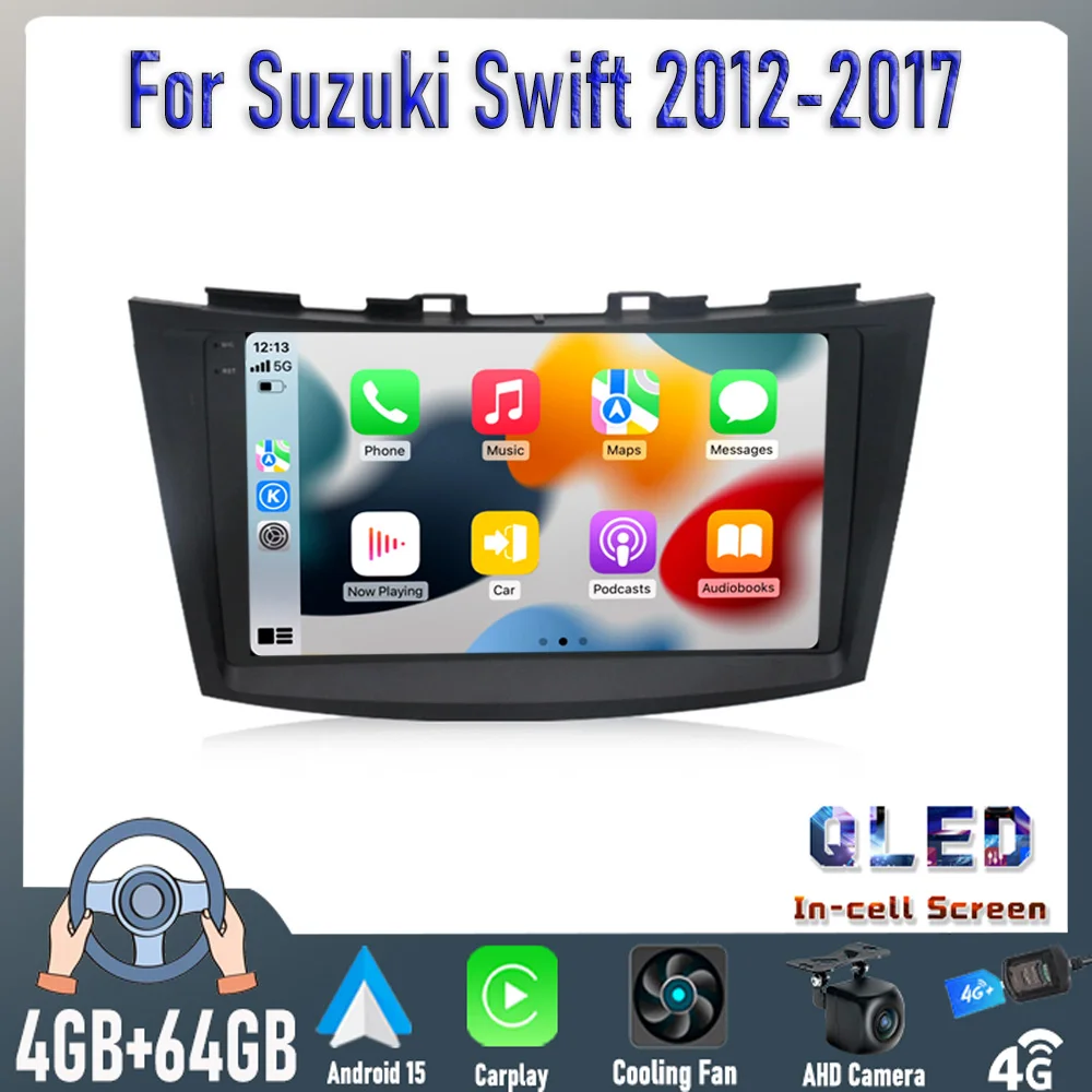 

4+64GB GPS 9'' For Suzuki Swift 2012-2017 Car Radio Stereo Head Unit Wireless Apple Carplay Android Auto Camera Google Map WIFI