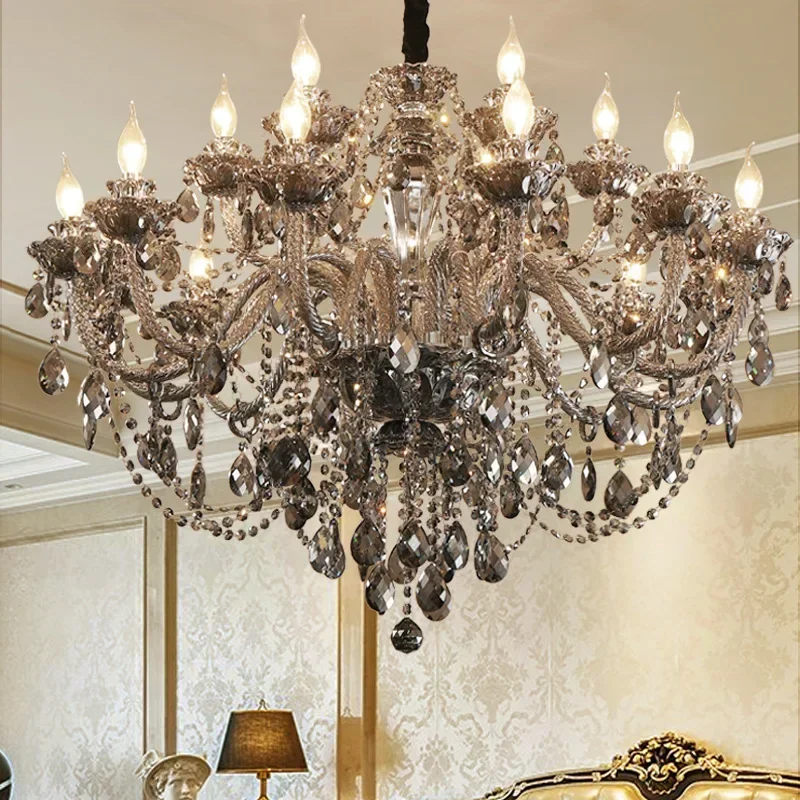 Imagem -05 - Crystal Led Chandelier For Living Room Decoração de Casa Nórdica Luminárias de Teto Smoke Grey Villa Lustre Lâmpadas Pendentes