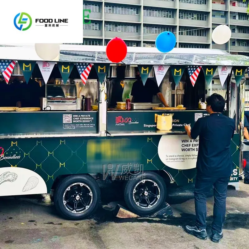 Gerobak Restoran Keliling Lengkap dengan Peralatan Stainless Steel, Kedai Kopi, Bar, Taco, Pizza, Truk Makanan, Dapur Lengkap