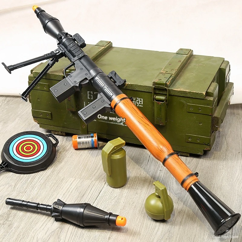 Lanzador de cohetes RPG Bazooka para niños, mortero para exteriores, bala suave Manual, Armas de juguete para niños, tiro de pistola falsa Airsoft