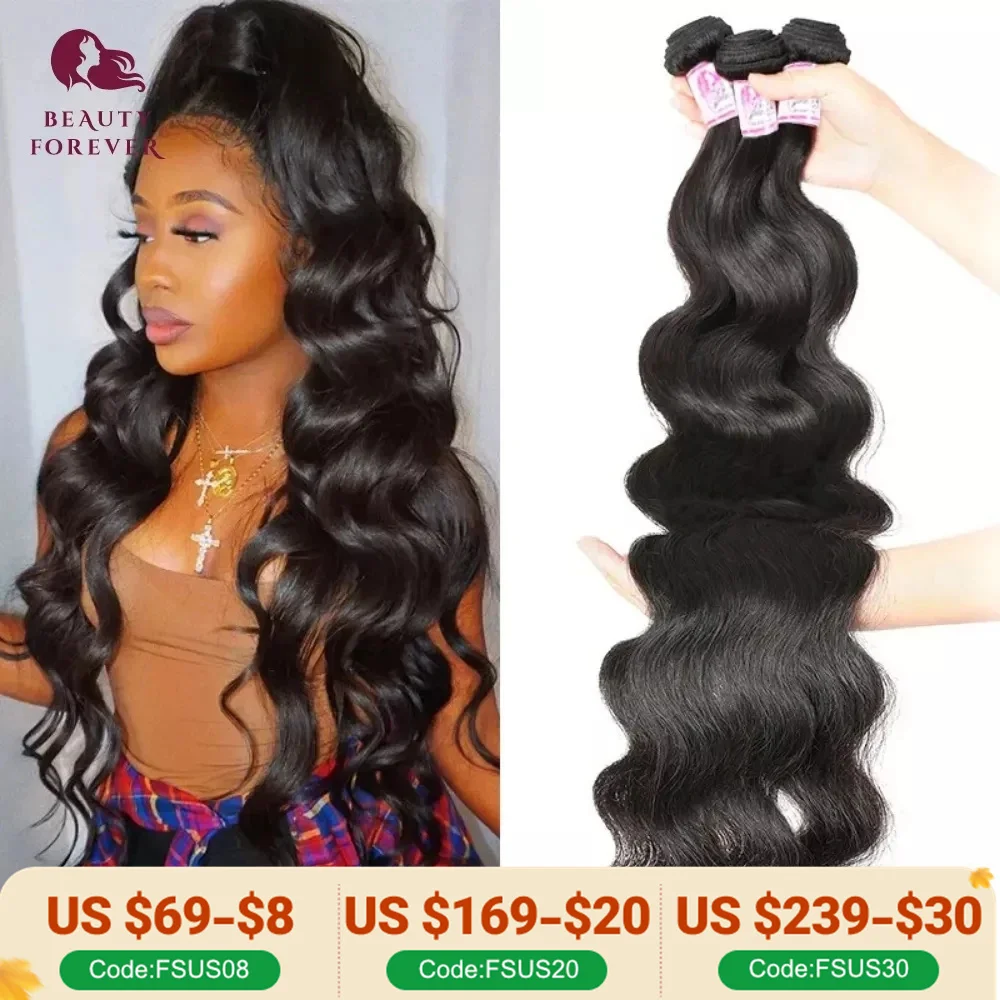 Beautyforever Body Wave Virgin Menselijk Haar Bundels Diepe Golf Dikke 12A Braziliaanse Ruwe Virgin Haar Weave Straight 3/4 Bundels