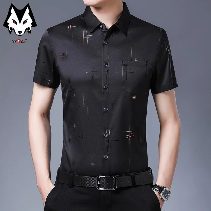 

New Men's Casual Printed Short Sleeved Lapel Shirt for Summer Fashion Comfort No Ironing Wrinkle Resistant Top