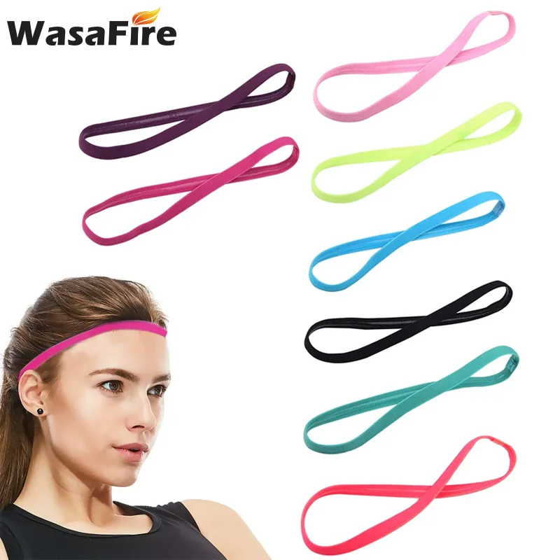 Popular Elastic Cord Candy Color Running Headband Soccer Anti-Slip Hair Accessories Sport Yoga Hairband