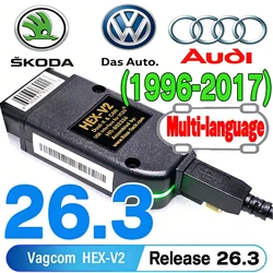 2026 Popular VCDS VAGCOM 26.3 HEX CAN USB Obd Scanner FOR VW AUDI Skoda Seat VAG Multilingual ATMEGA162 AUTOCOM VAG HEX V2 TOOL