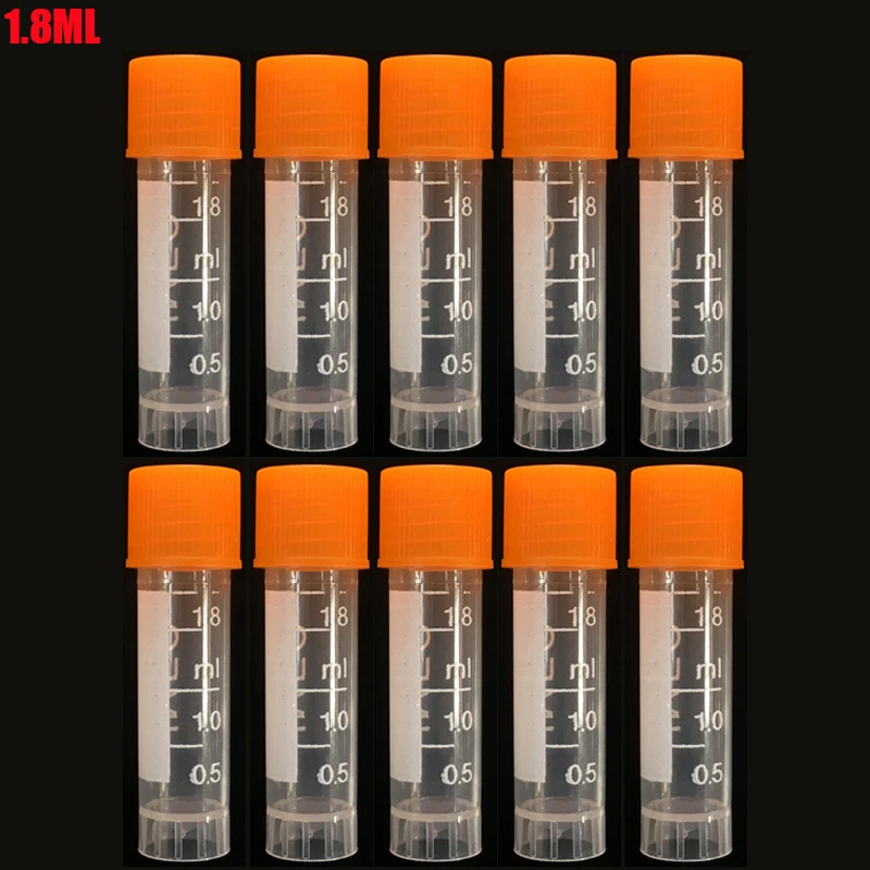 10pcs 1.8ml Laboratory Tube with Screw Cap Multifunctional Plastic Transparent Tube Sample Storage Container Centrifuge Tube