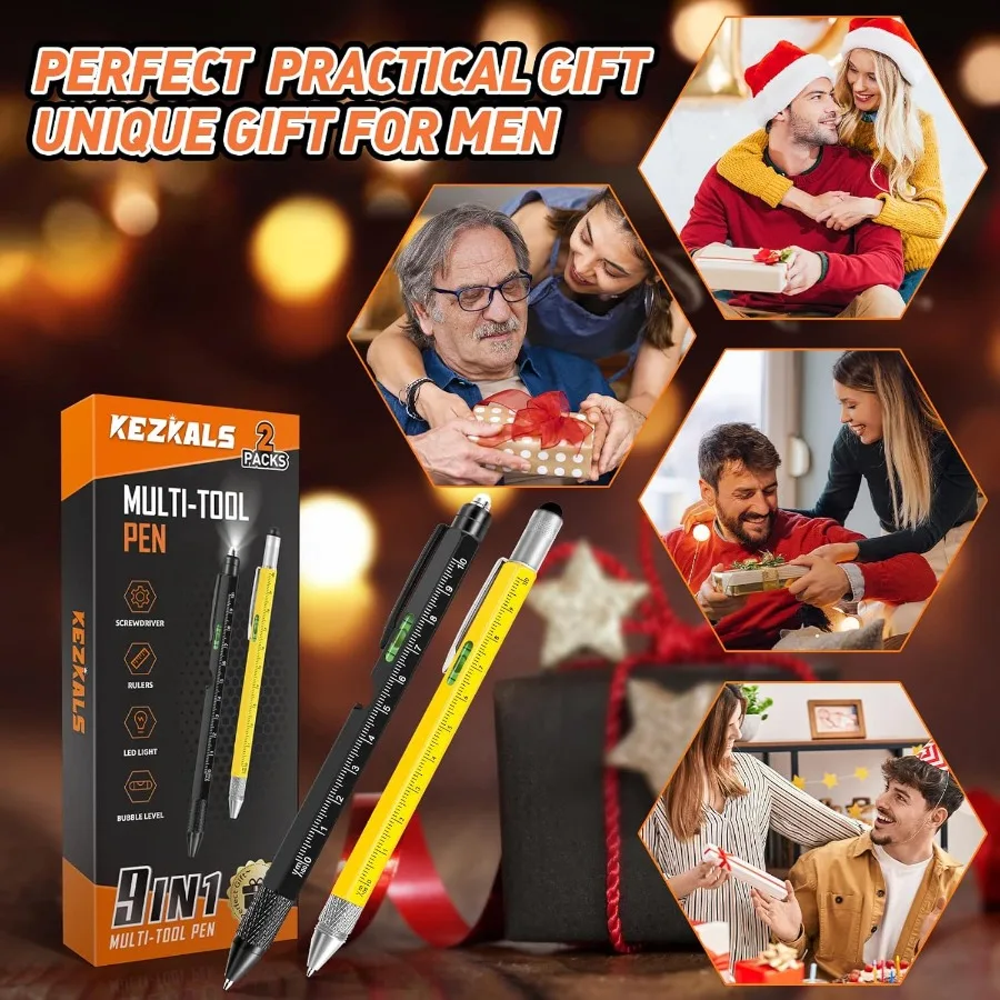 مجموعة أقلام متعددة الأدوات 9 في 1 للرجال: مواد تخزين عملية ومتعددة الاستخدامات لعيد الميلاد وأعياد الميلاد أو فكرة هدايا الفيل الأبيض