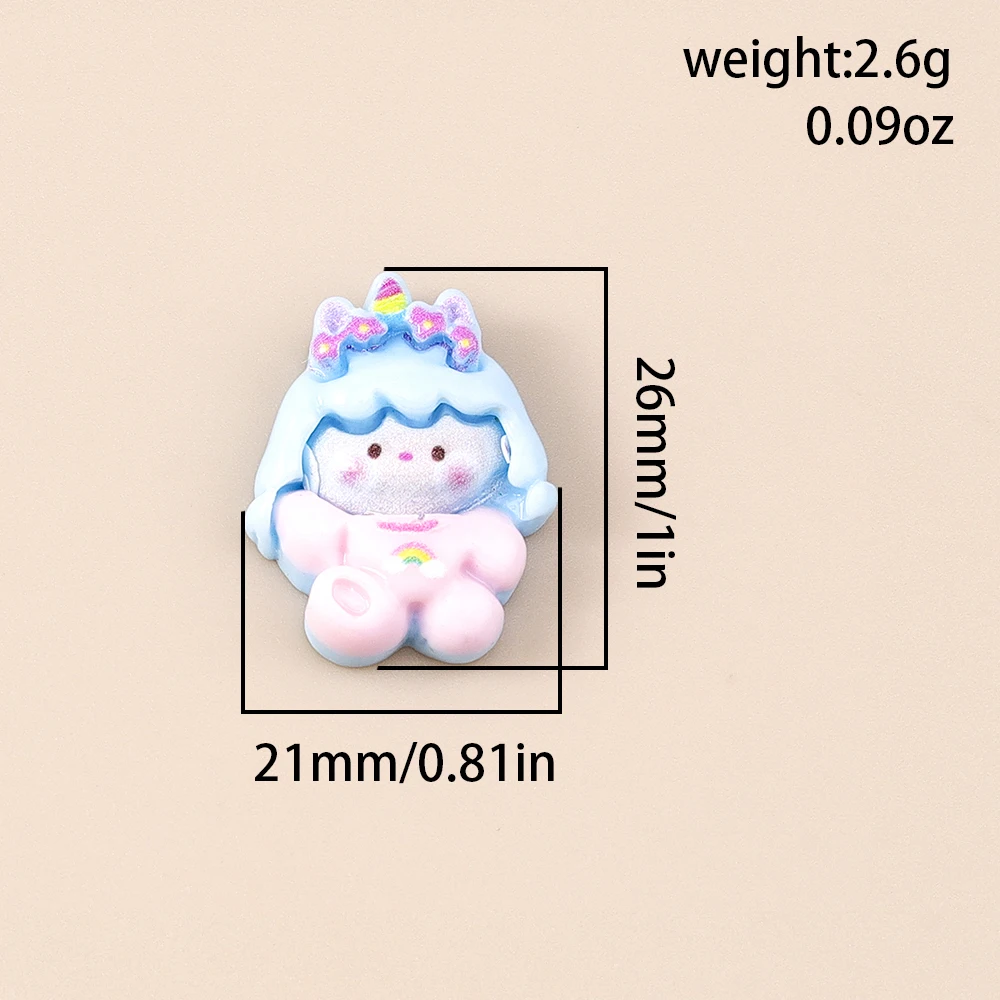 Leslie 15 Stücke Neue Nette Regenbogen Einhorn Harz Flache Rückseite Cabochon Für DIY Telefon Fall Kühlschrank Magnet BJD Puppe Kinder Spielzeug – Detail 2