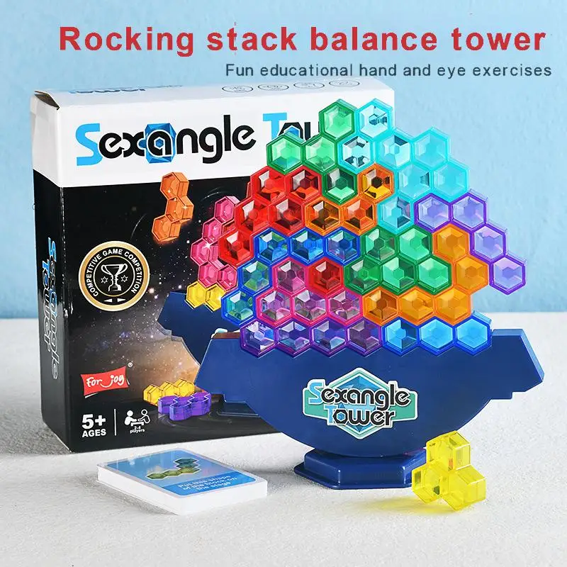 Balance Stacking Block Game, Tower Building Blocks Puzzle Toys Roll Pearl Checkerboard Some Parts Sent Random Gifts for Child