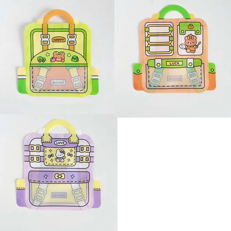 30pcs Cartoon School Bag Shape Cookie Candy Snack Plastic Zipper Handbag Gift Packaging Bags for Birthday Party Decor Supplies