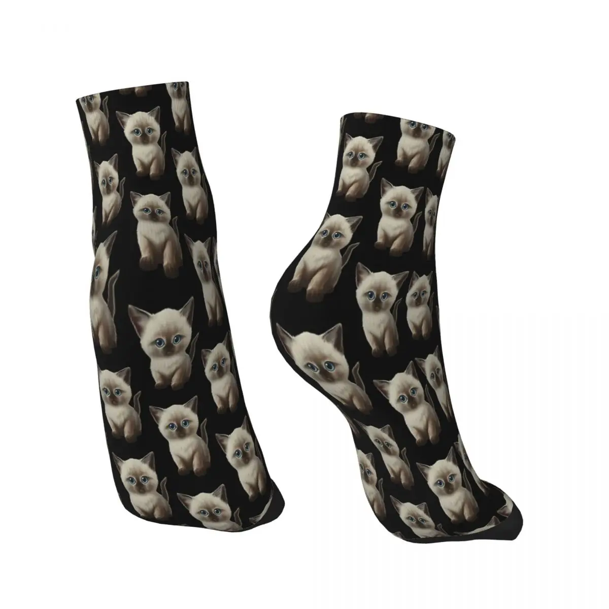 Cataclysm Siamese Kitten Classic Ankle Socks Male Mens Women Spring Stockings Printed