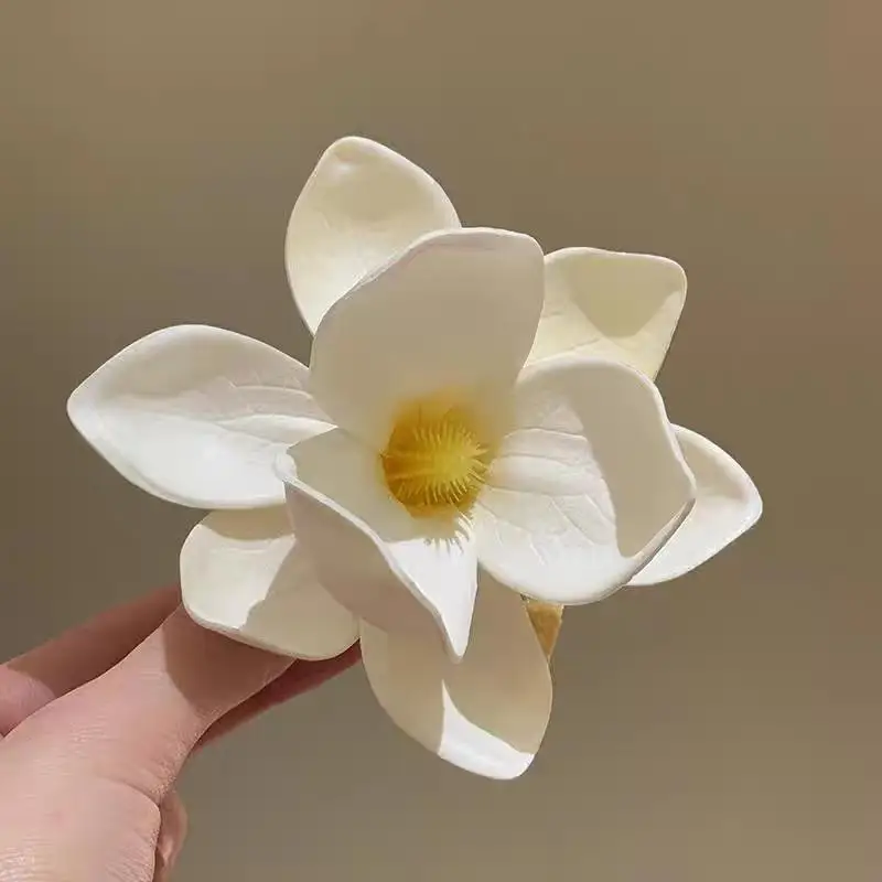 Große Orchideenblüten-Haarklammer für Damen, Hochzeit-Haarspange, Modische Mädchen-Pferdeschwanz-Haarklammer, Haarschmuck – Detail 6