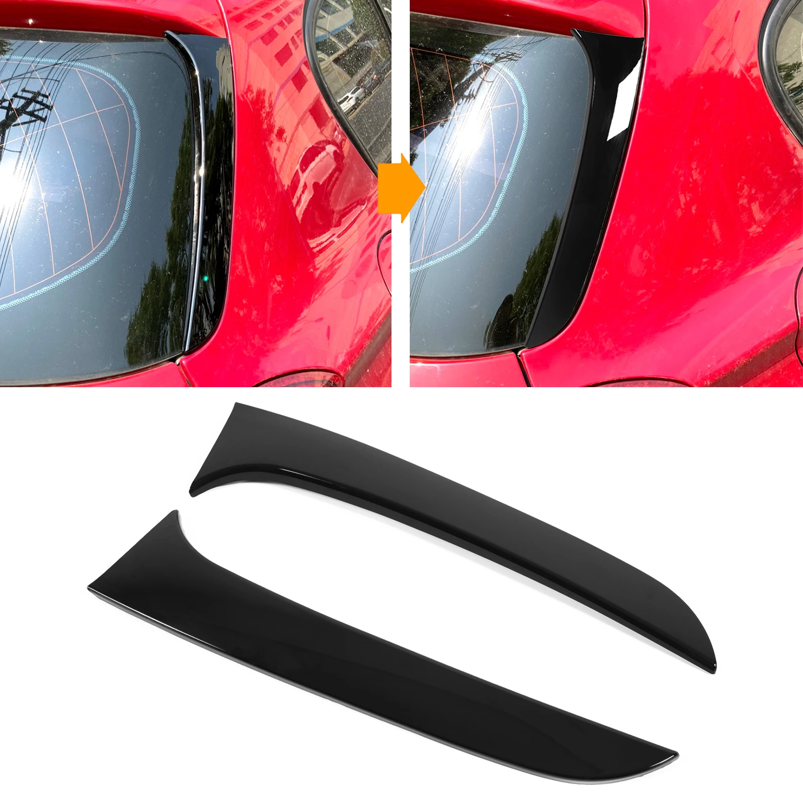 Rear Window Side Spoiler Wing Gloss Black ABS Antiaging Replacement for 1 Series F20 F21 2012‑2019 Rear Window Side Trim