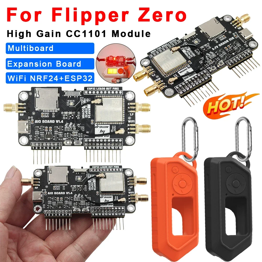 For Flipper Zero Multiboard 3in1 Expansion Board 2.4G Module NRF Mousejacker WiFi NRF24+ESP32 Expansion High Gain CC1101 Module