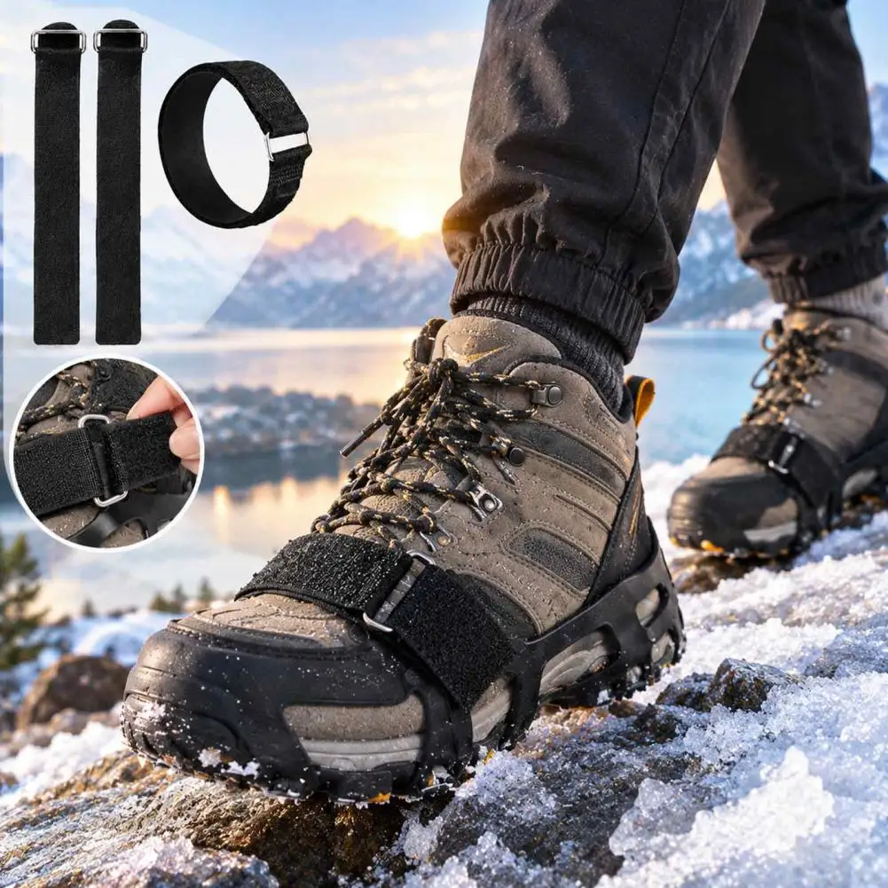 Adjustable Straps for Ice Cleats Adjustable Nylon Straps with Metal Buckles Hook Loop Fastening Straps for Ice Cleats Anti-skid