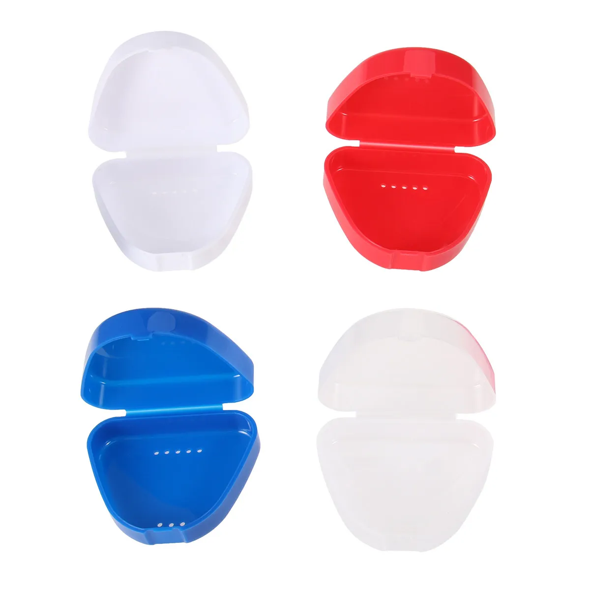 

4Pcs Denture Box Heavy Duty Plastic Storage Case for Retainers Mouthguards Dentures Vent Holes Prevent Odor Moisture Bacterial