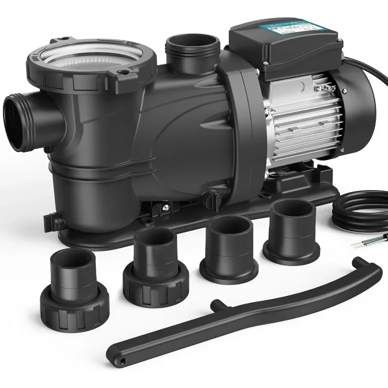 2 Pool Pump with timer,8120GPH,220V, 2 Adapters,Powerful In/Above Ground Self Primming Swimming Pool Pumps