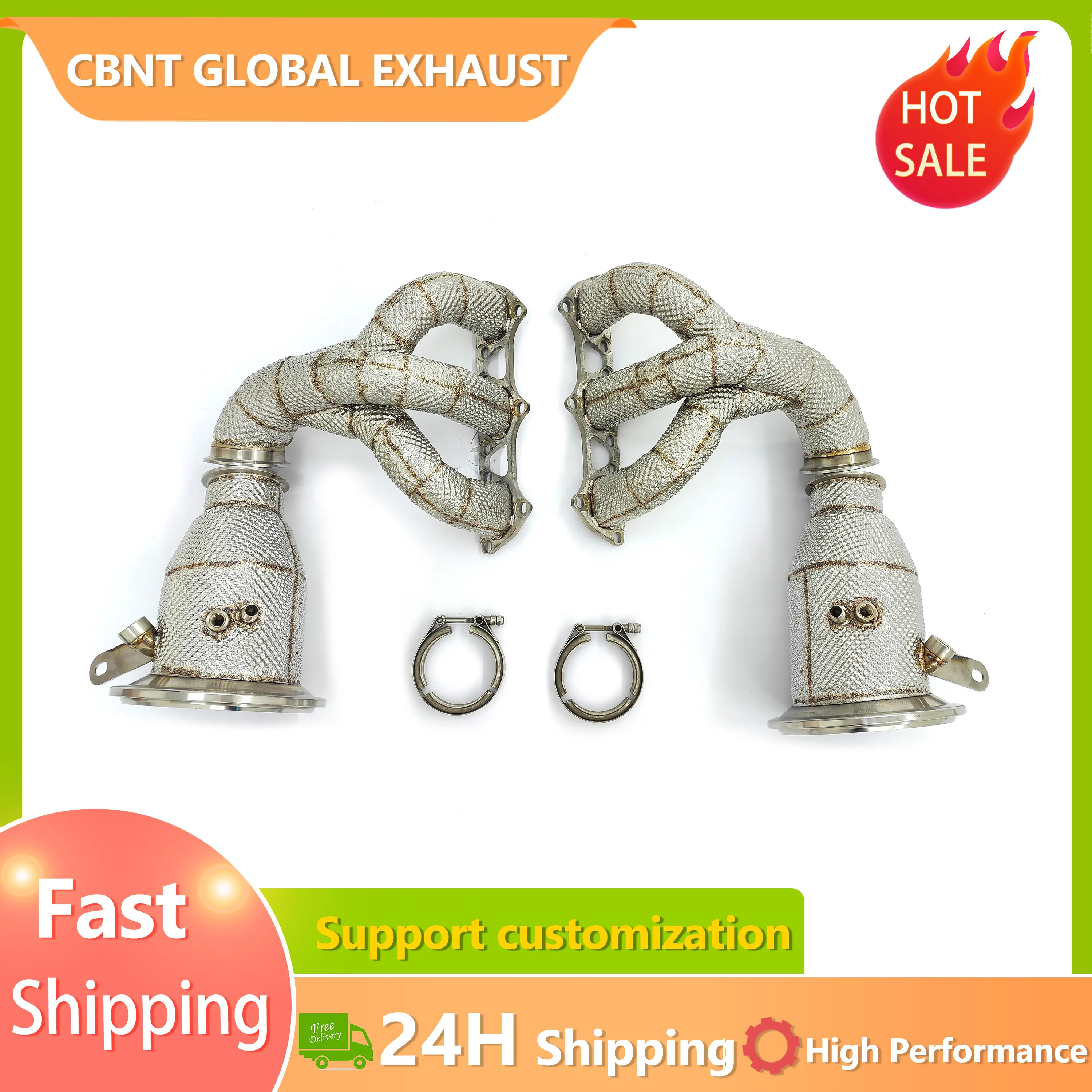 

CBNT Racing Manifolds for Porsche 911 992 GT3 / GT3 RS 4.0L Exhaust Headers with Heat Shield 304 Stainless Steel Exhaust Pipes