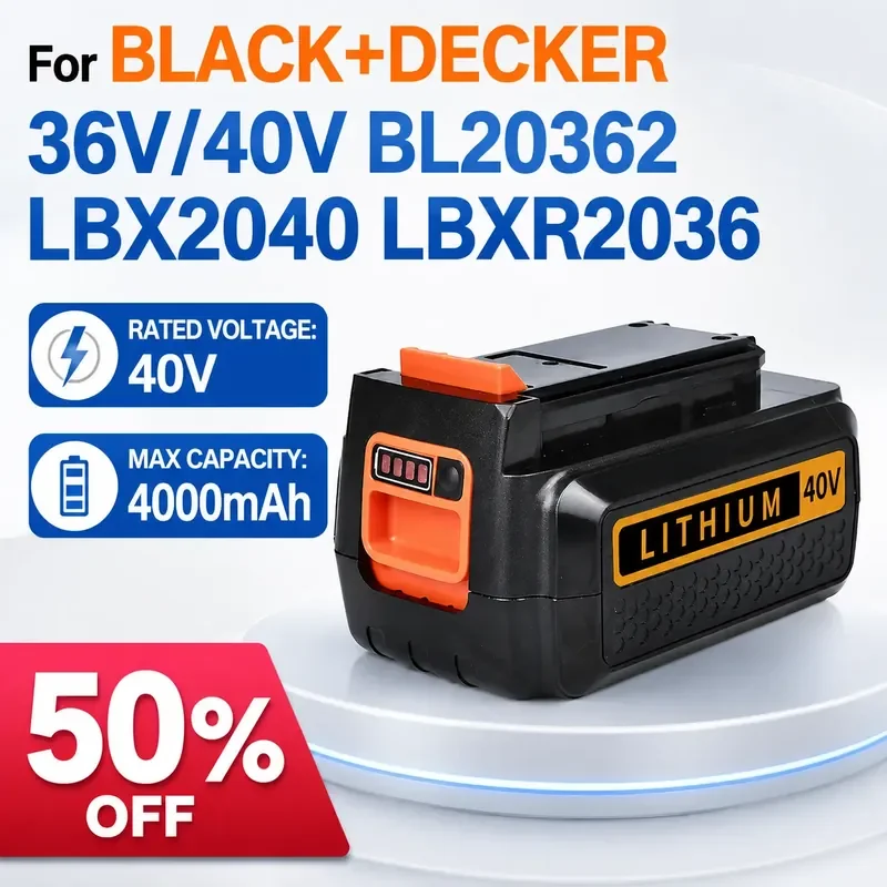 

For Black & Decker BL20362 36V 40V Lithium Battery LBX2040 LBXR2036 Batteries