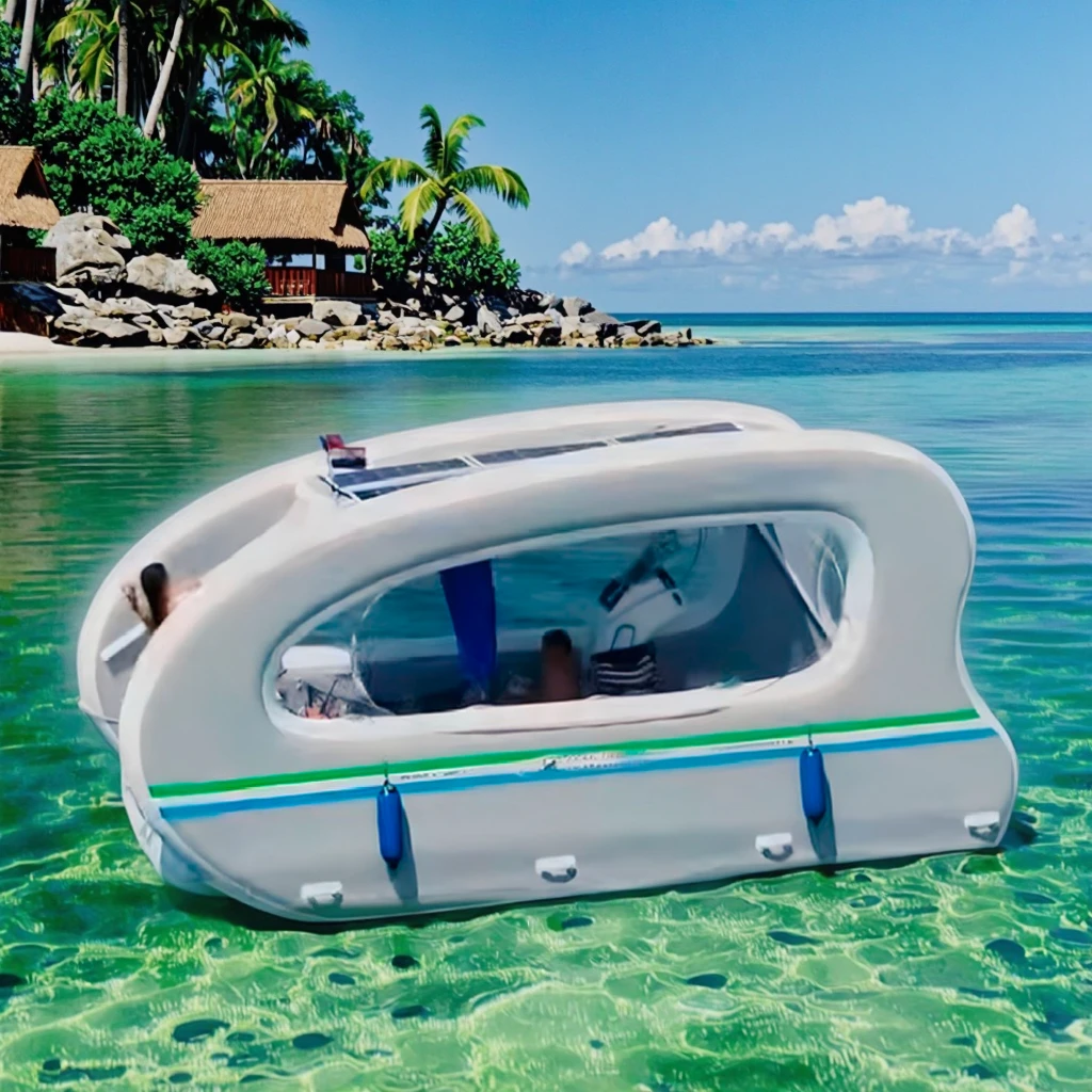 

Inflatable Catamaran Dinghy with Electric Motor - PVC Material & Self-Bailing Deck for Stable Sailing