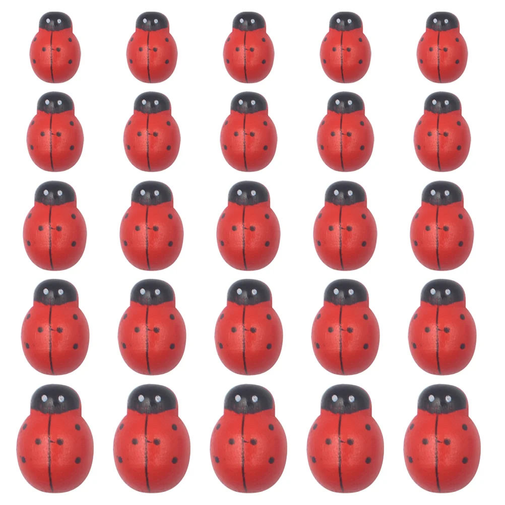 200 Pcs Beetle Decoration Stickers Lovely Ladybug Crafts Bonsai Wooden Decors Small Decorations Mini Ladybugs