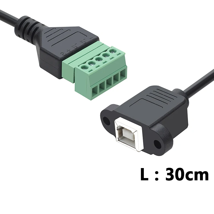 Solderless Usb Printer Data Cable B Female Solderless Screw Fixed Data Charging scanner Female Base Cable 0.3M