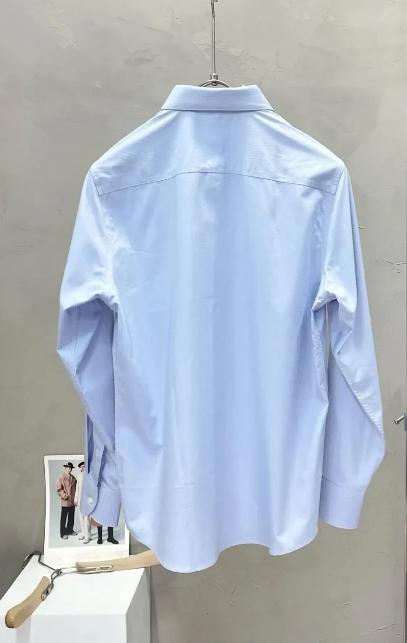 2026 New Men Cotton Long Sleeve Business Shirt 2025 Embroidery Comfort Straight Casual Blouse M-3XL