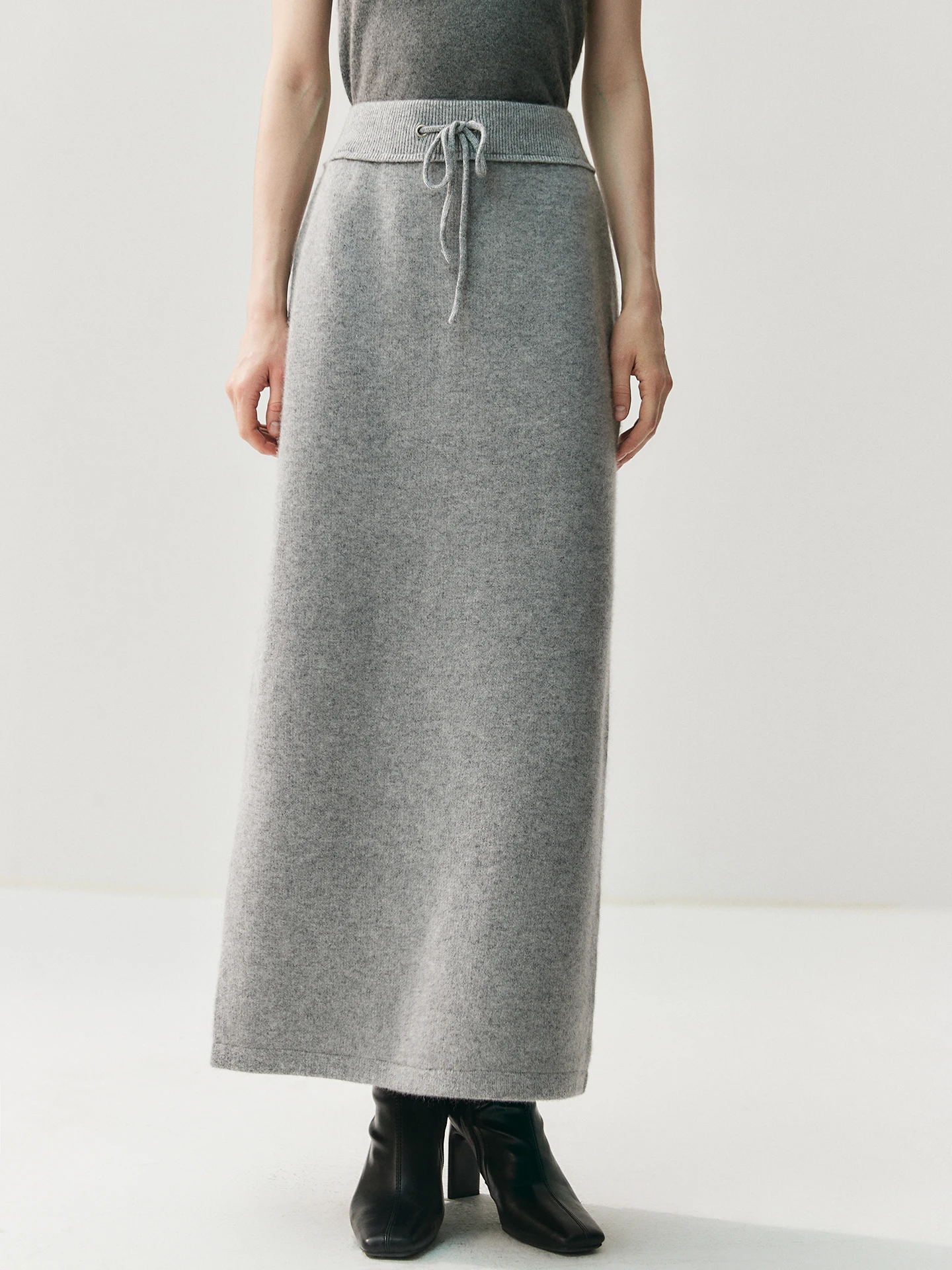 Women’s New 100% Pure Cashmere Skirt Autumn Winter High Waisted Ankle-Length Straight Skirt Soild Versatile Dress Smart Casual
