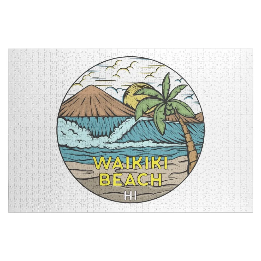 

Waikiki Beach Hawaii Vintage Jigsaw Puzzle Custom Child Gift Woodens For Adults Game Children Wood Animals Puzzle