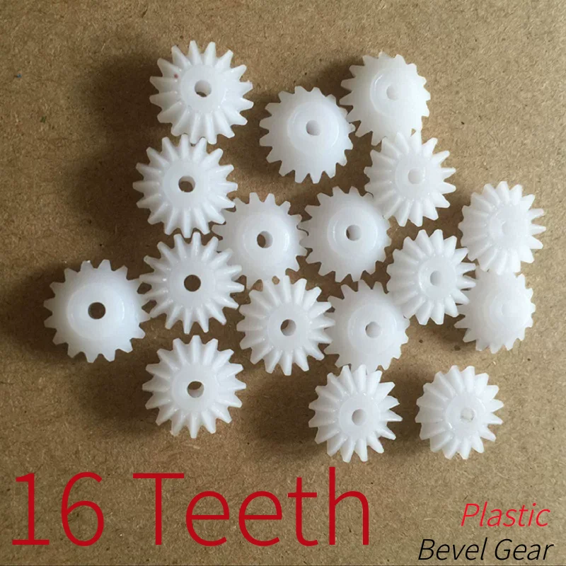 5/20/50pcs 16 Teeth S162A 0.5 Module 16T White Plastic Bevel Gear Hole Aperture 2mm DIY Toy Parts Model Accessories