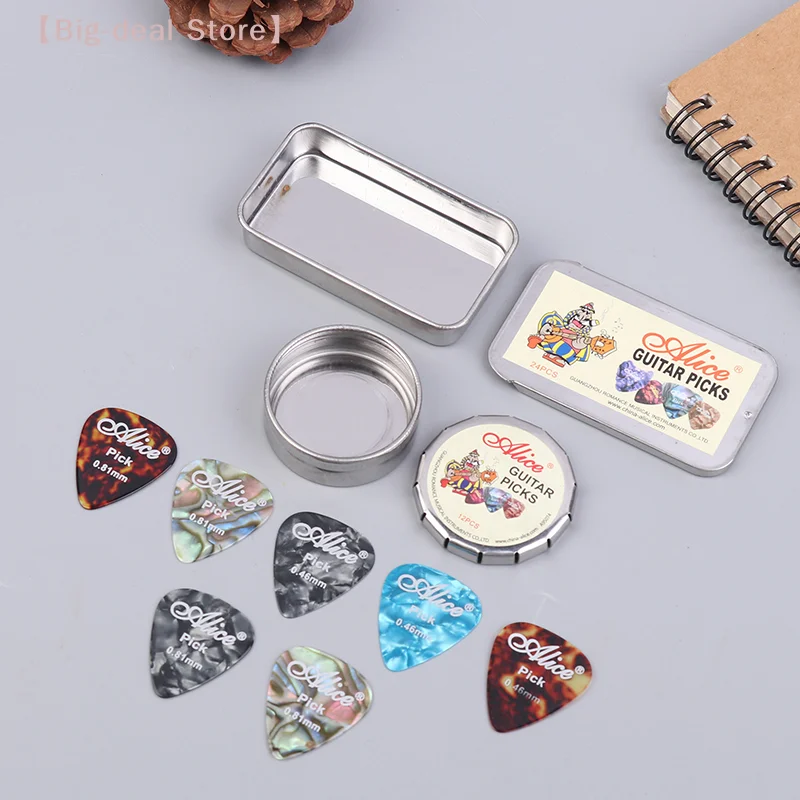 【M】12/24Pcs Acoustic Electric Guitar Picks Plectrums Multifunction Celluloid With Metal Picks Collection Box For Guitar Lovers