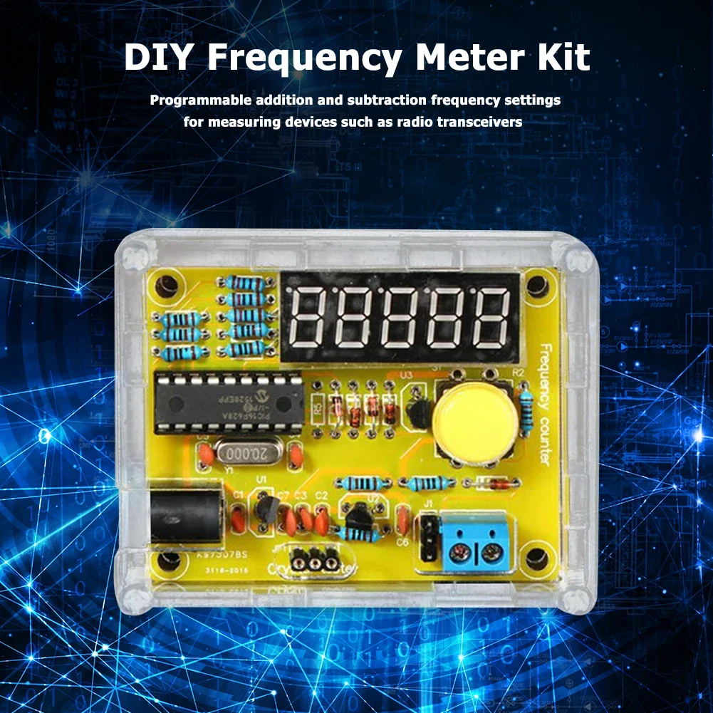 Cristal Oscilador Freqüência Medidor com Shell Case, Freqüência Contador Tester, 5 Dígitos Display, Kits DIY, 1Hz-50MHz