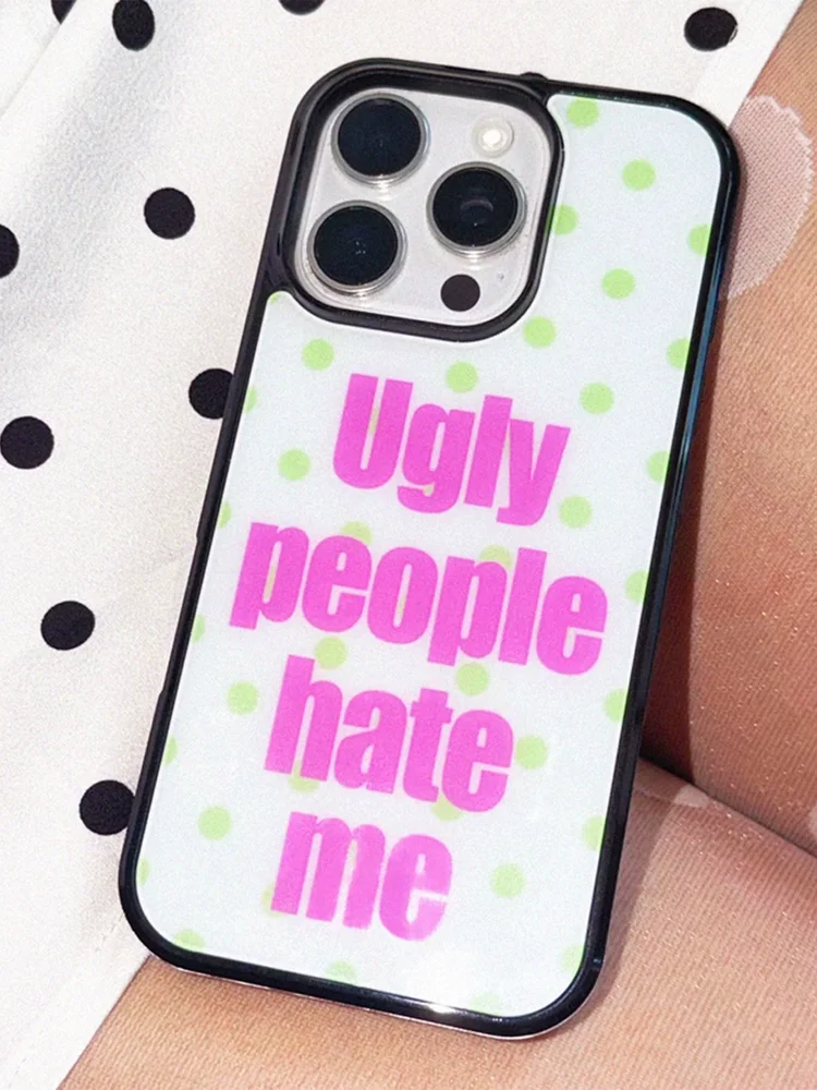 Korean Ins Niche Y2K Blue Wave Dot English Slogan Phone Case For iPhone 17 AIR 16 15 14 13 12 11 PRO MAX 7 8 PLUS Cover - view 6