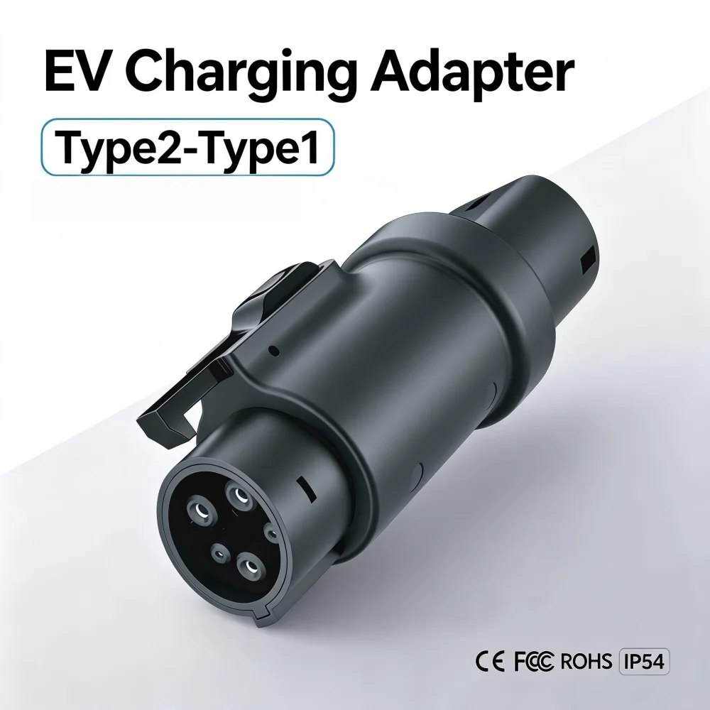 energyhighway Type2 To Type1 EV Charging Adapter Converter IEC 62196 32A J1772 For Electric Vehicle Charging Connector