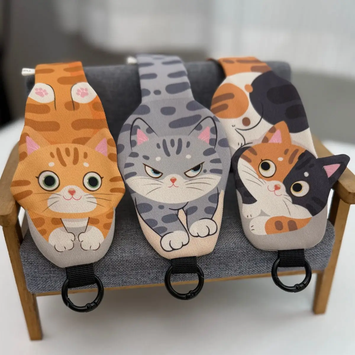 

Коллекция ремешков для телефона с котиками, ремешок для телефона и мини-чехол, милые аксессуары с котиками, тканевые ремешки ручной работы в виде животных, American Shor