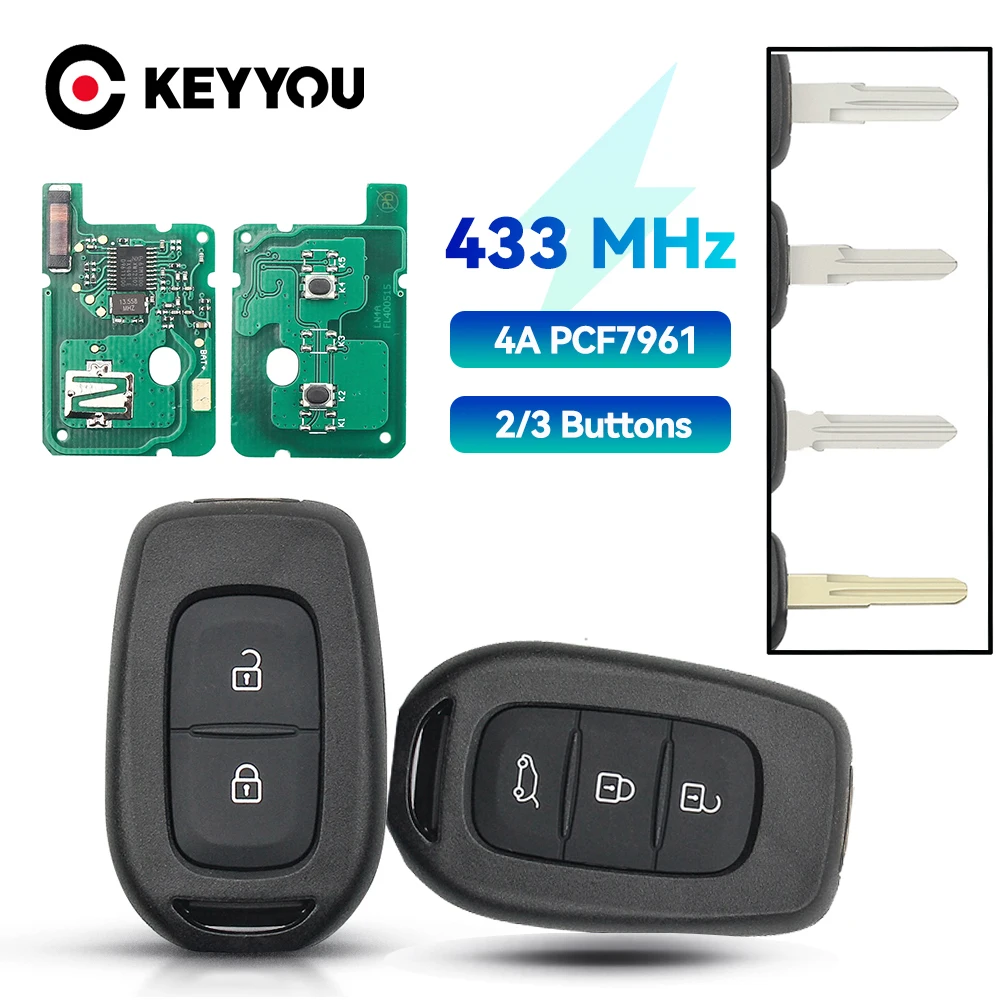 

KEYYOU Remote Car Key 433mhz PCF7961M 4A Chip for Renault Sandero Dacia Logan Lodgy Dokker Duster Trafic Clio4 Master3